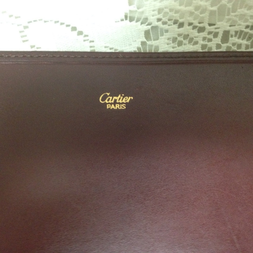 Cartier Burgundy Leather 2-way Clutch-Crossbody