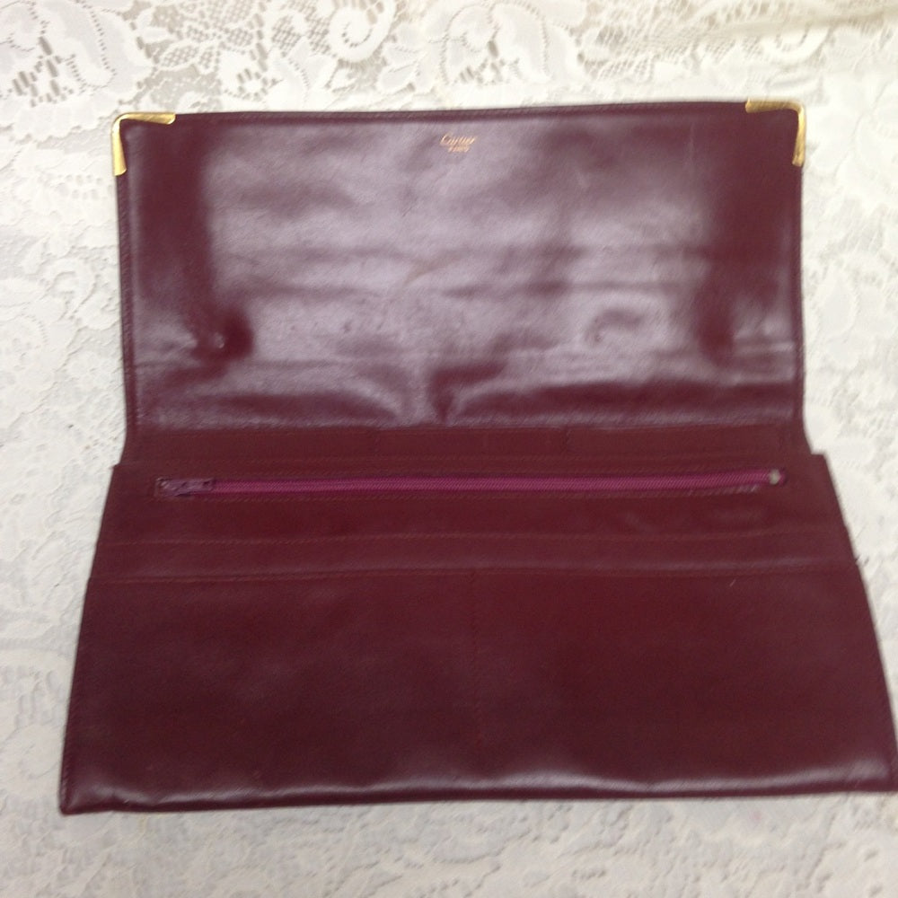 Cartier Burgundy Leather 2-way Clutch-Crossbody