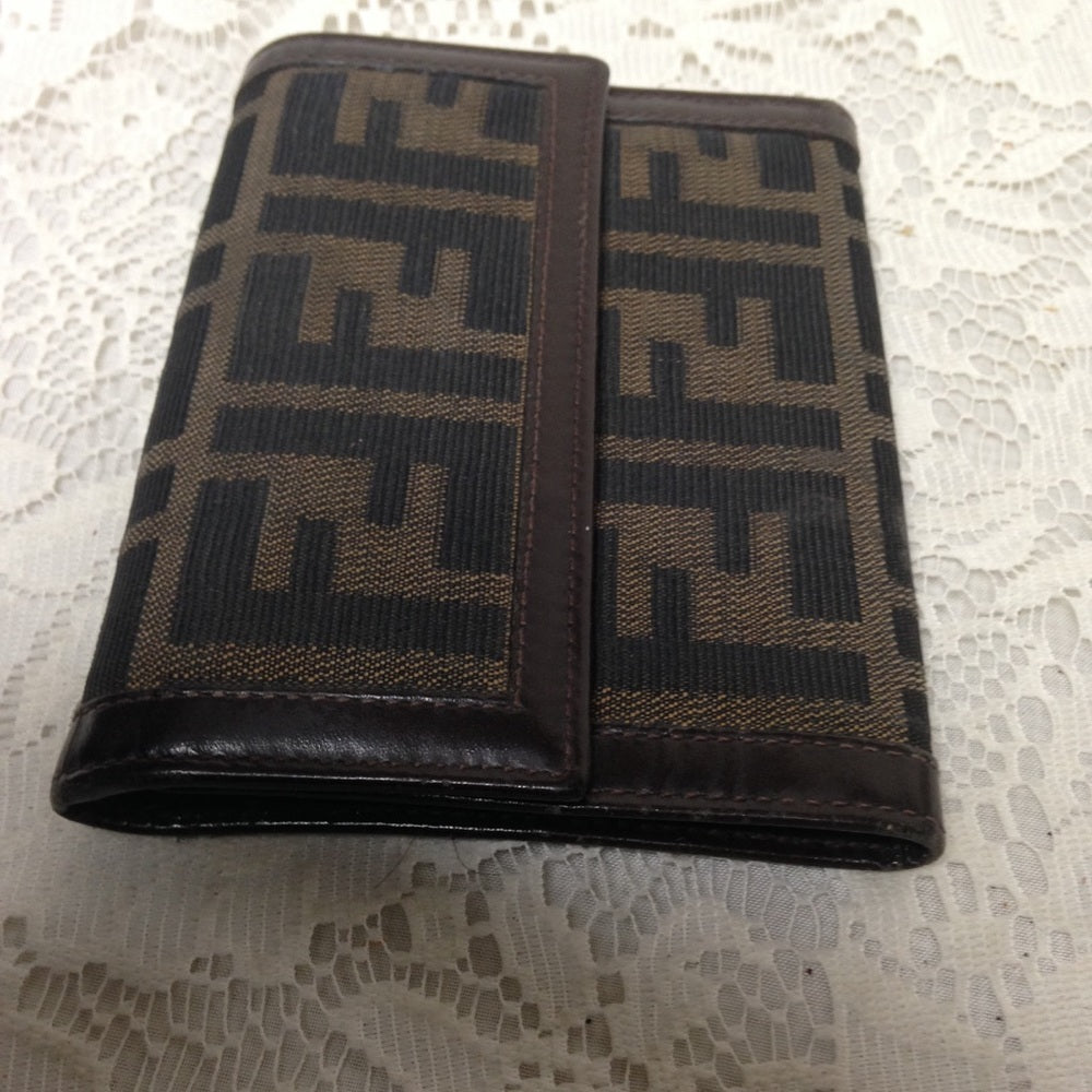 Fendi Italy, Zucca Pattern Compact Wallet 5inx4in