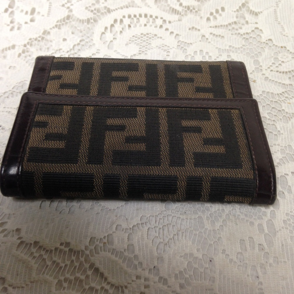 Fendi Italy, Zucca Pattern Compact Wallet 5inx4in
