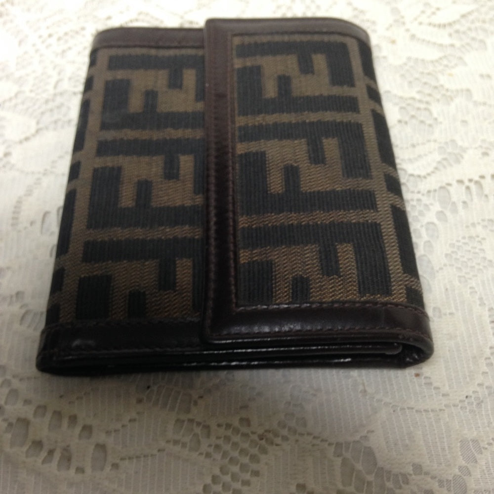 Fendi Italy, Zucca Pattern Compact Wallet 5inx4in