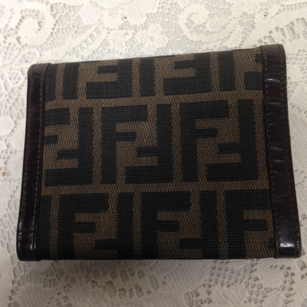 Fendi Italy, Zucca Pattern Compact Wallet 5inx4in