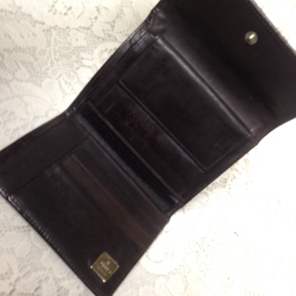 Fendi Italy, Zucca Pattern Compact Wallet 5inx4in