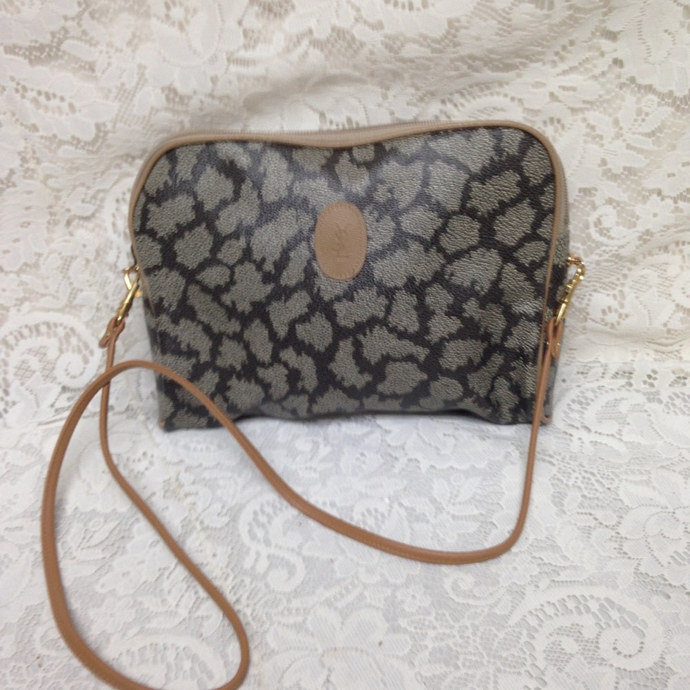 YSL Spotted Coated Canvas Clutch-Shoulder Bag