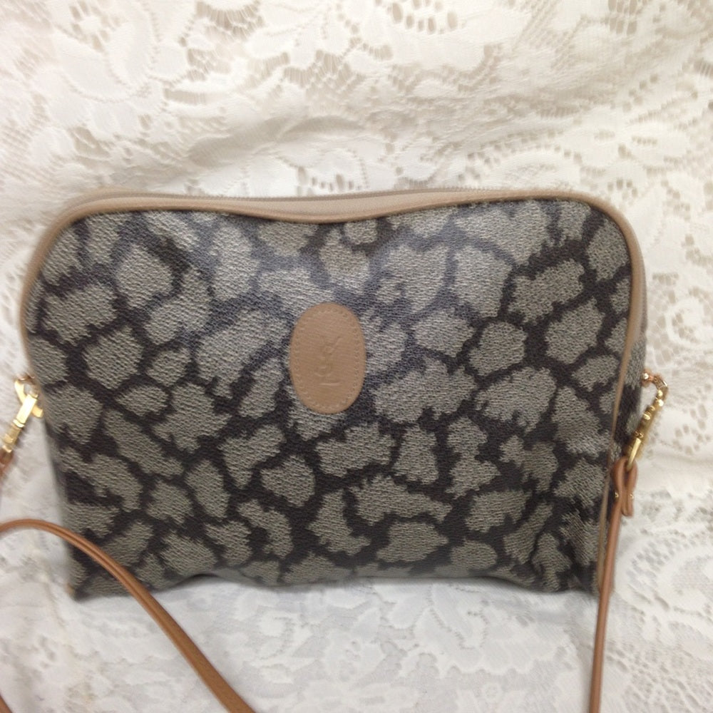 YSL Spotted Coated Canvas Clutch-Shoulder Bag
