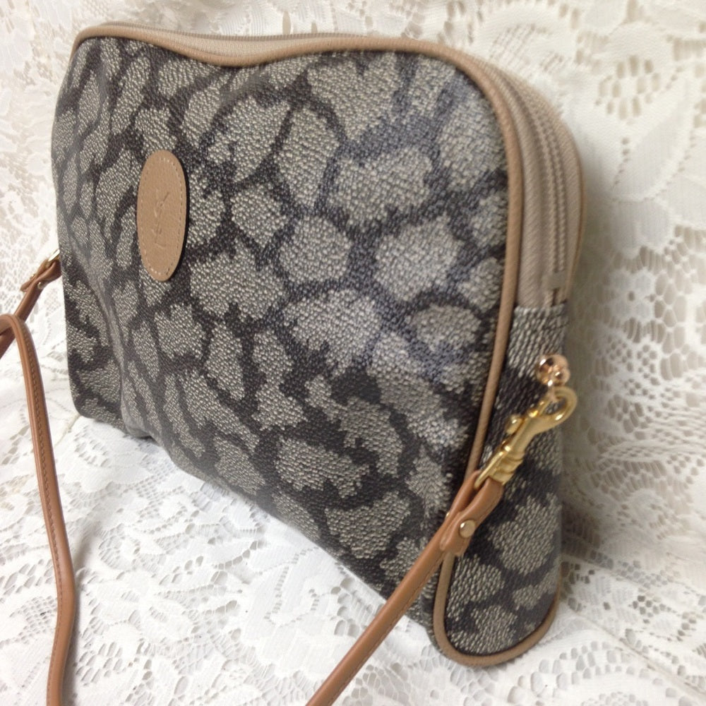 YSL Spotted Coated Canvas Clutch-Shoulder Bag