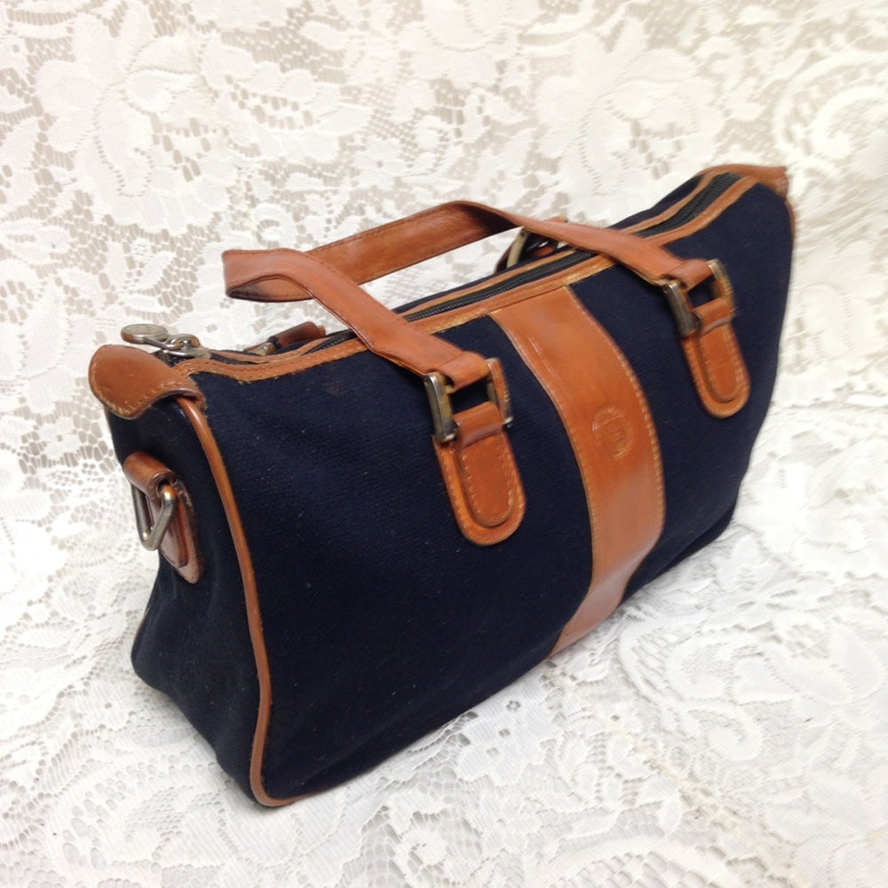 Authentic Fendi, Blue Canvas Handbag-Crossbody