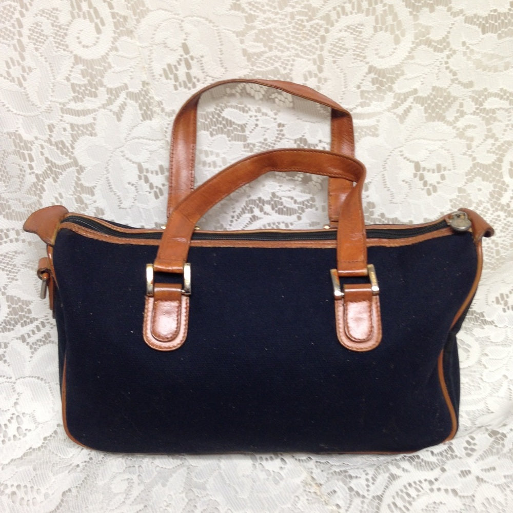Authentic Fendi, Blue Canvas Handbag-Crossbody