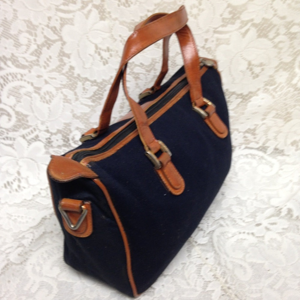 Authentic Fendi, Blue Canvas Handbag-Crossbody