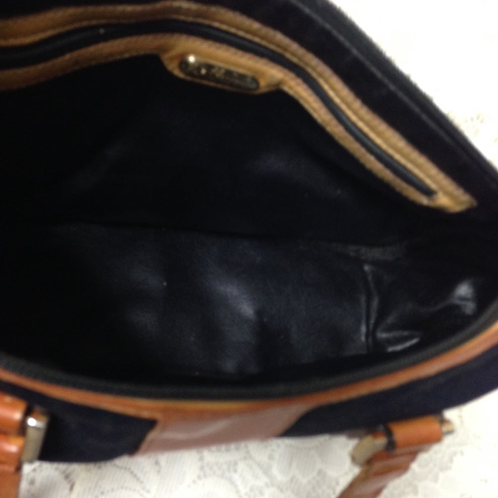 Authentic Fendi, Blue Canvas Handbag-Crossbody