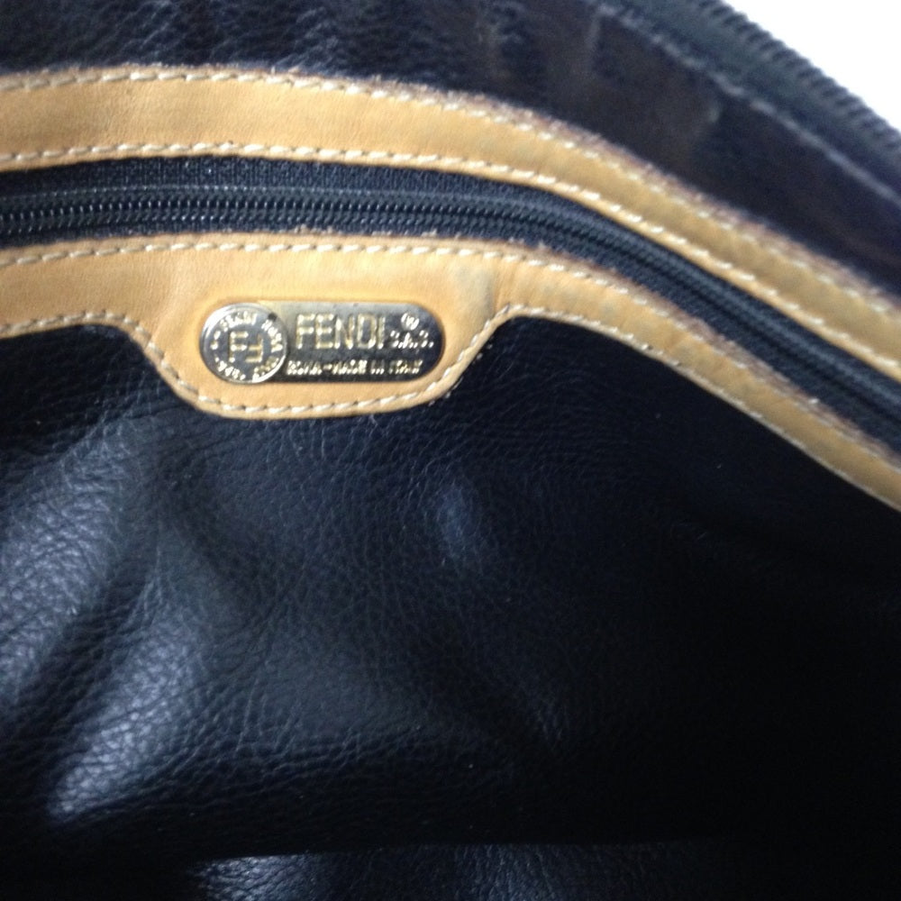 Authentic Fendi, Blue Canvas Handbag-Crossbody
