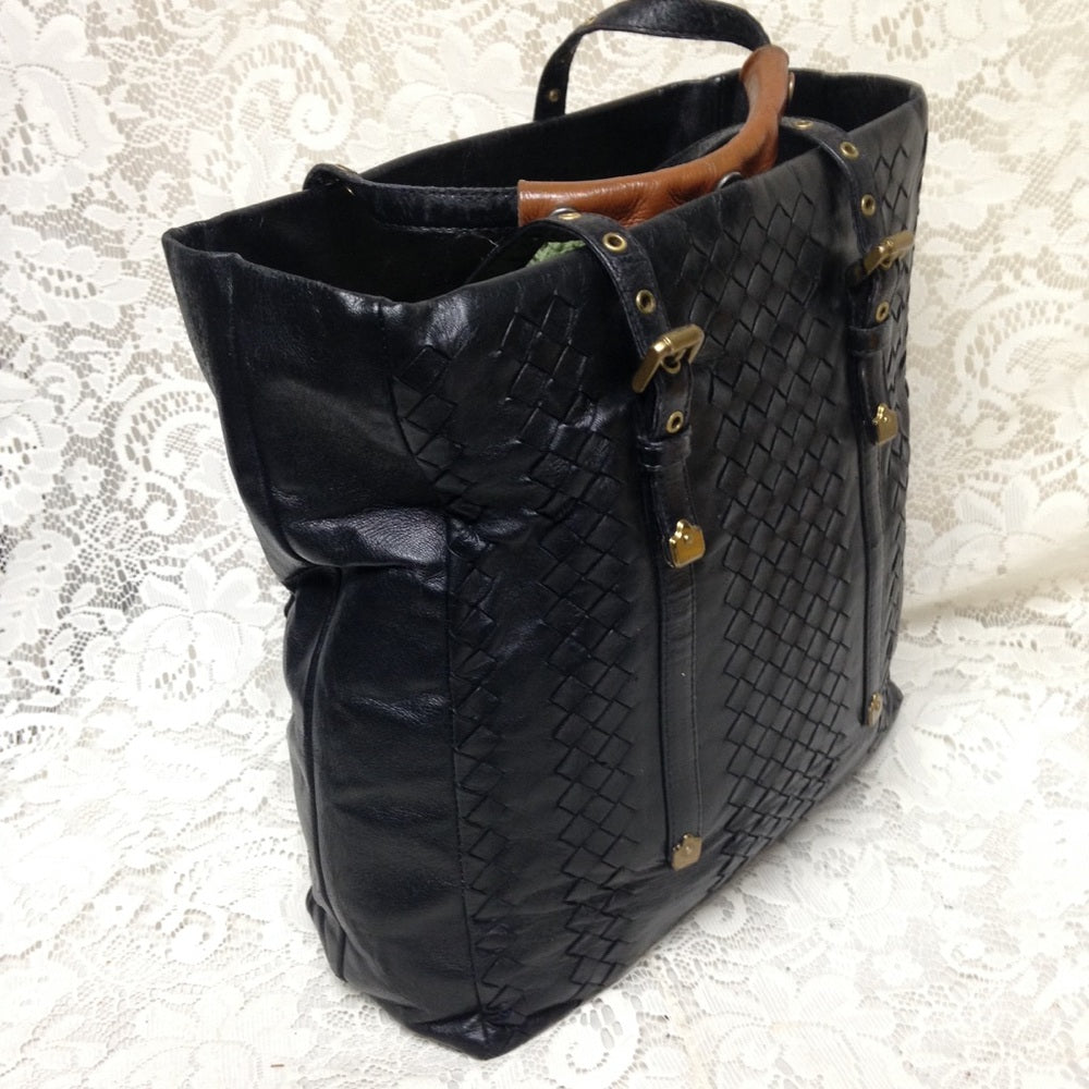 Bottega Veneta Black-Leather Tote Handbag
