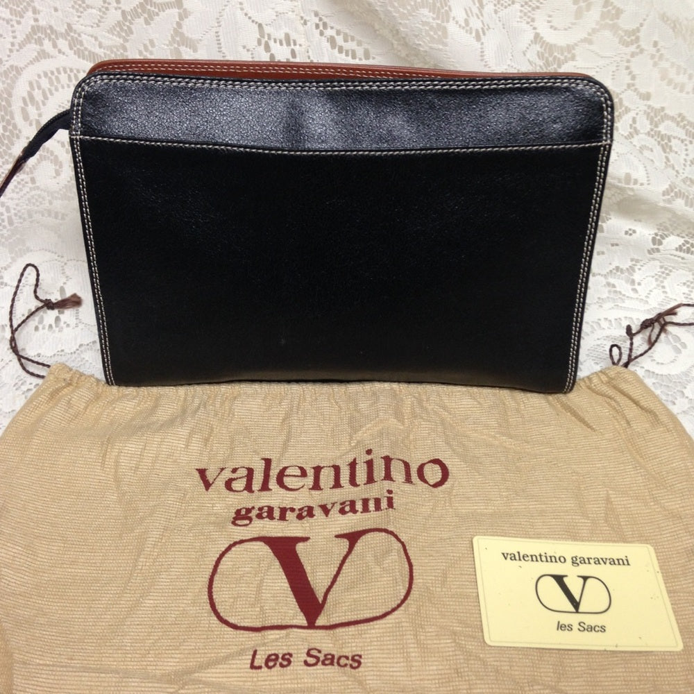 Valentino Garavani Black Leather Mens Clutch