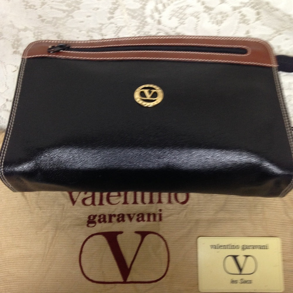Valentino Garavani Black Leather Mens Clutch