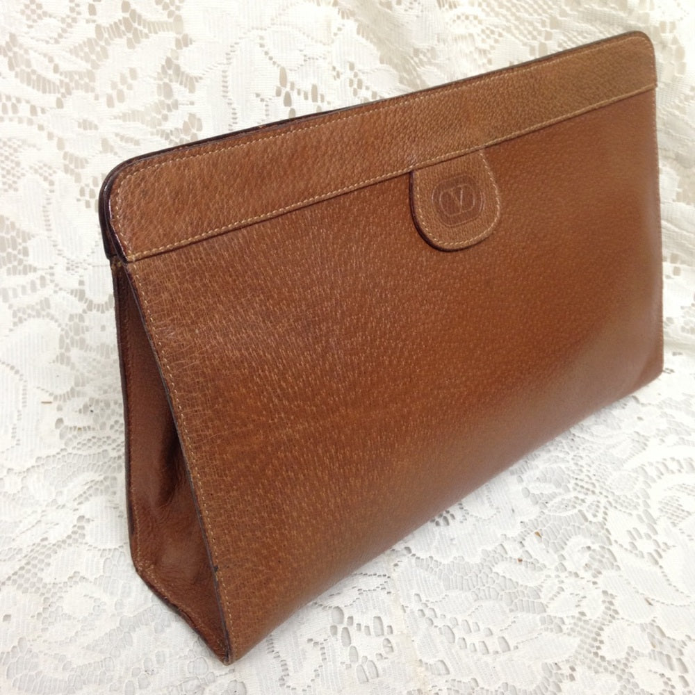 Valentino Garavani Tan Leather Mens Clutch