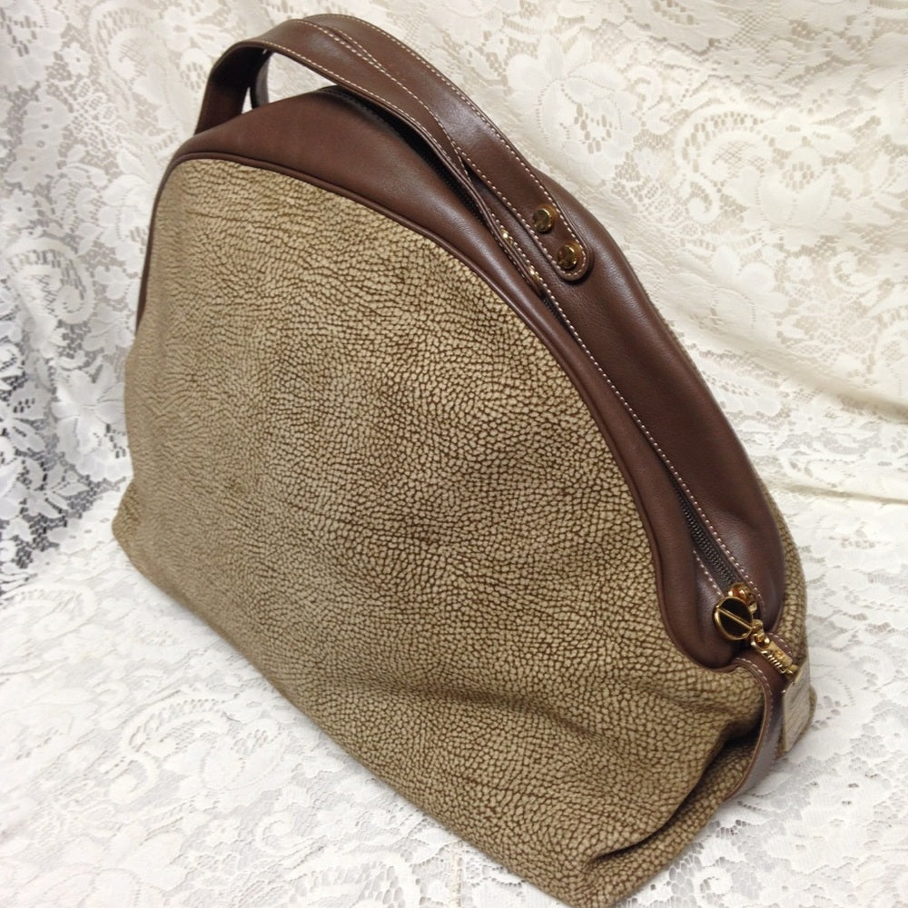 Borbonese Red Wall Quail Suede Leather Handbag(L)