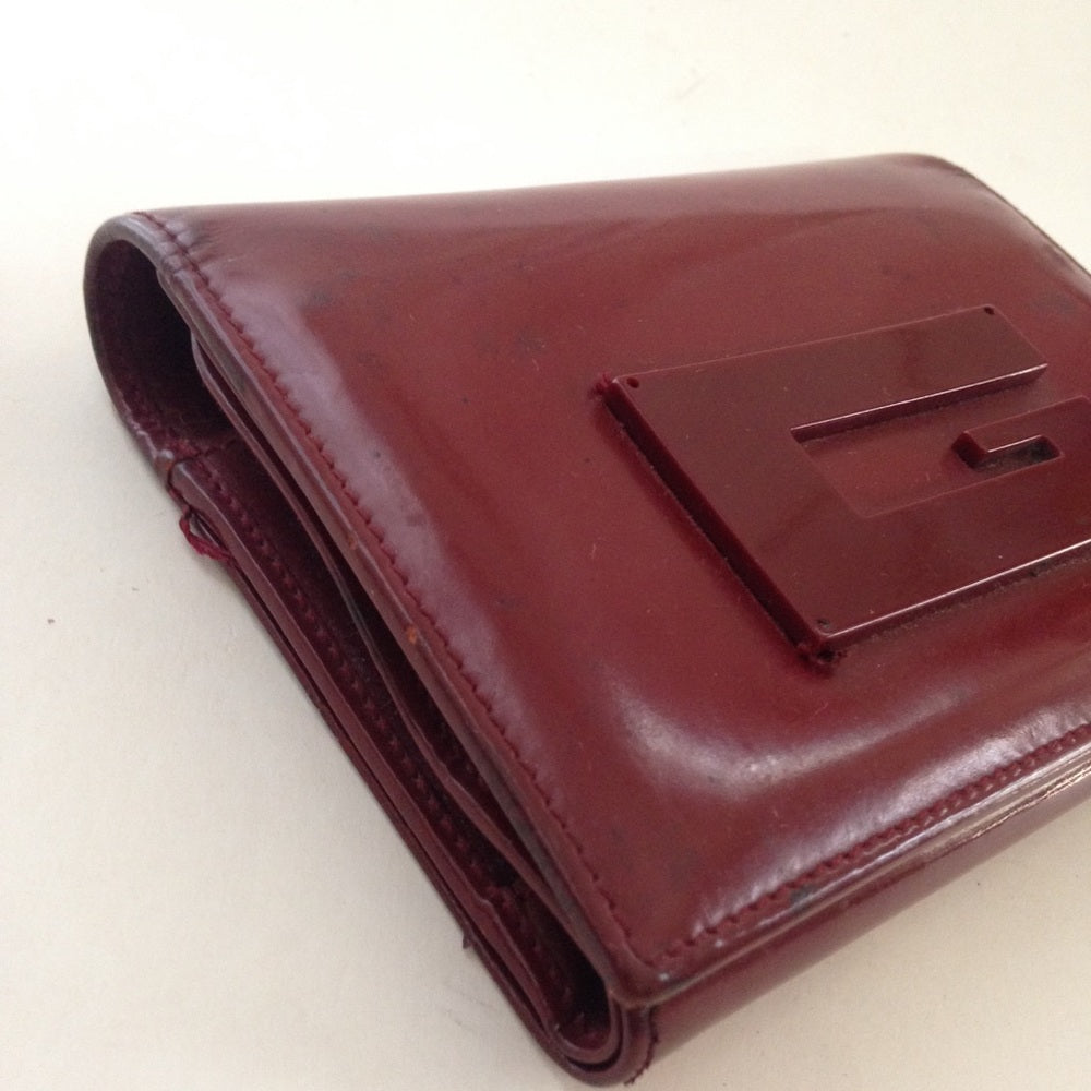 Authentic, Gucci Burgundy Enamel Trifold Wallet