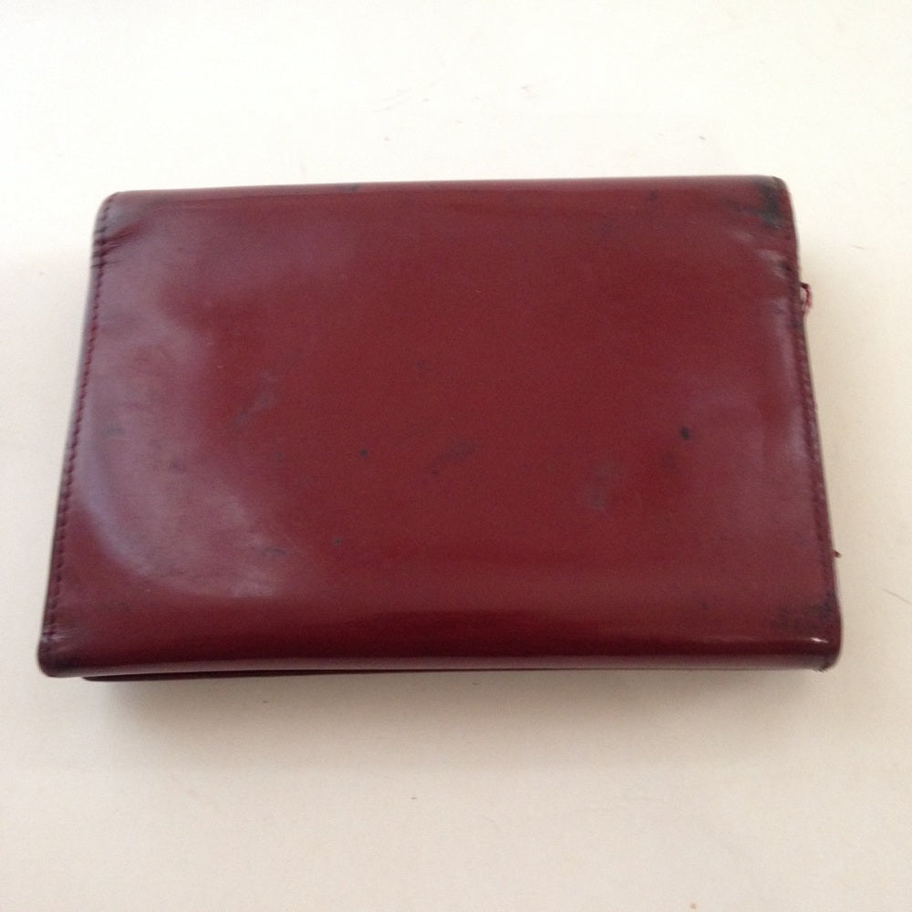 Authentic, Gucci Burgundy Enamel Trifold Wallet
