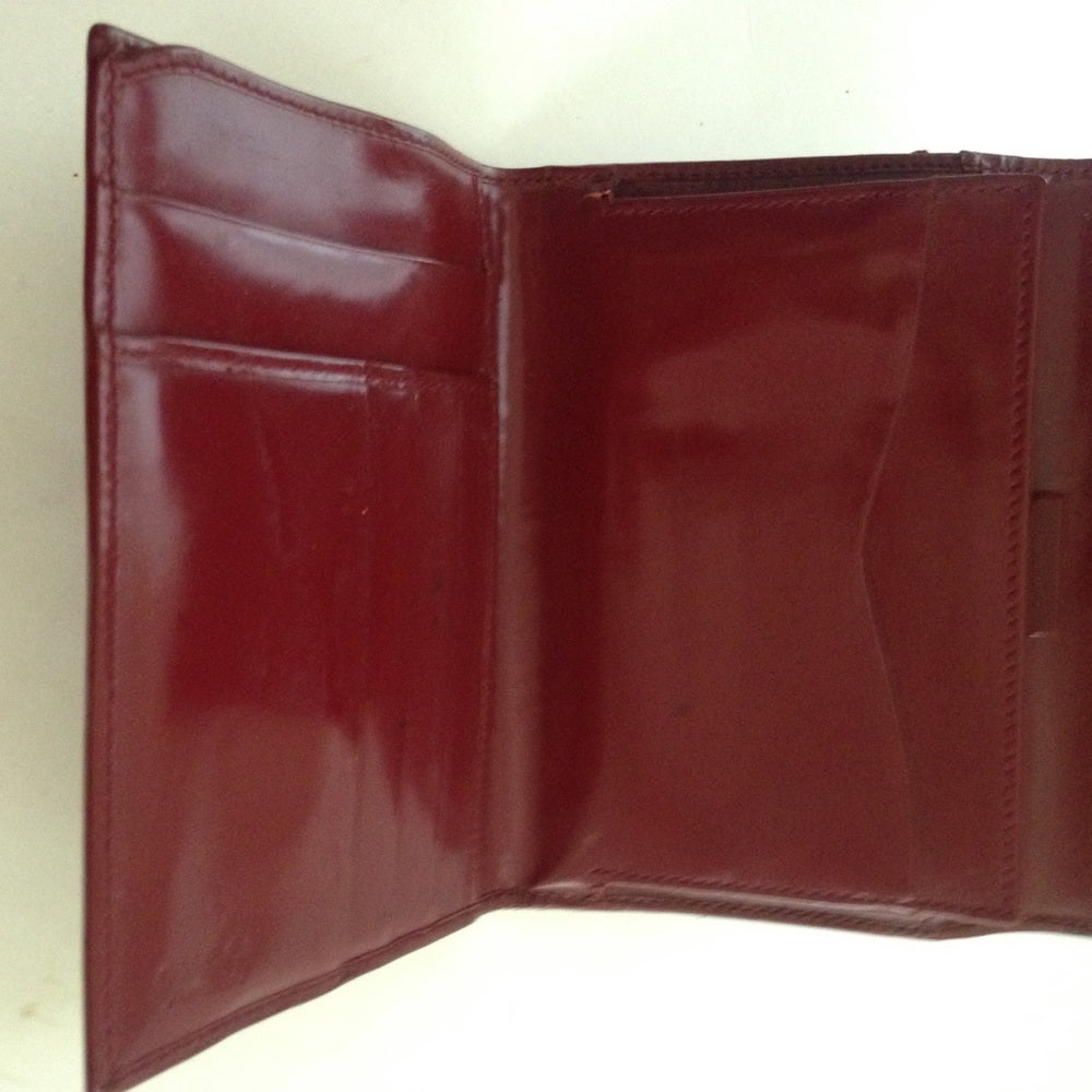 Authentic, Gucci Burgundy Enamel Trifold Wallet