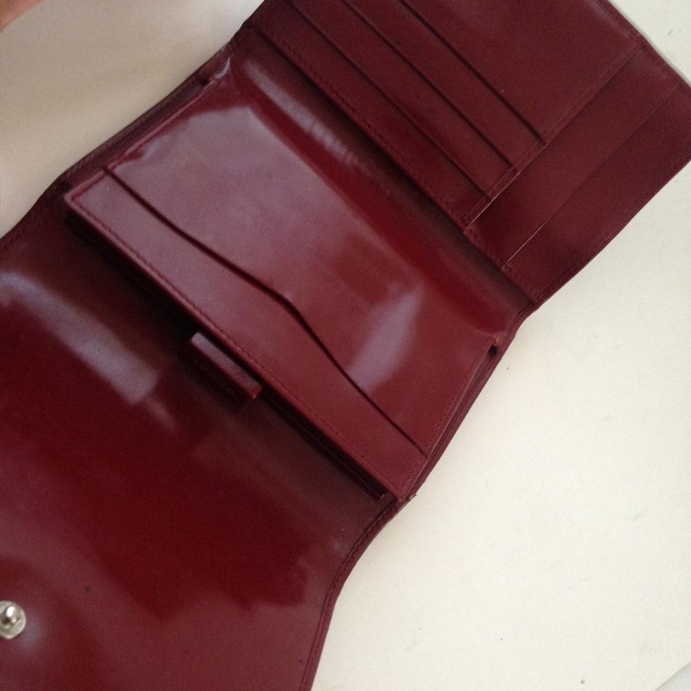 Authentic, Gucci Burgundy Enamel Trifold Wallet