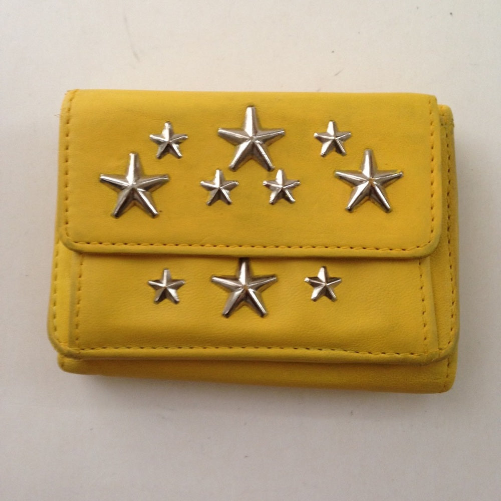 Jimmy Choo Yellow Leather Tri-fold Wallet