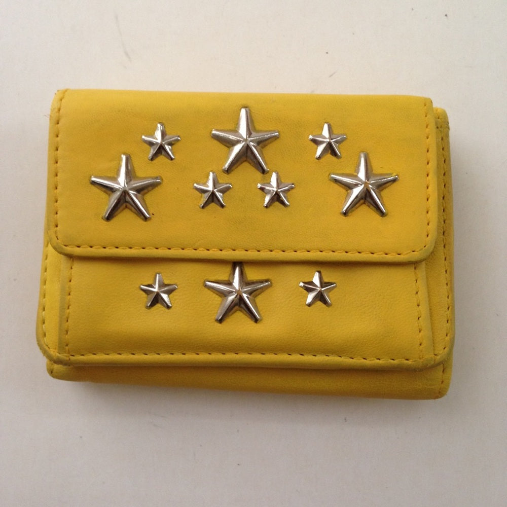 Jimmy Choo Yellow Leather Tri-fold Wallet