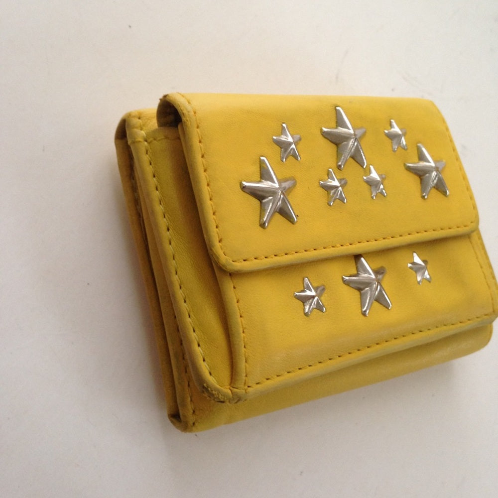 Jimmy Choo Yellow Leather Tri-fold Wallet
