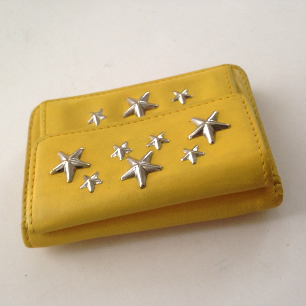 Jimmy Choo Yellow Leather Tri-fold Wallet