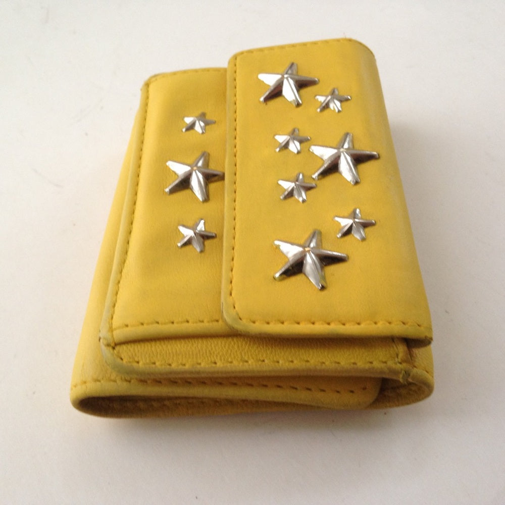 Jimmy Choo Yellow Leather Tri-fold Wallet