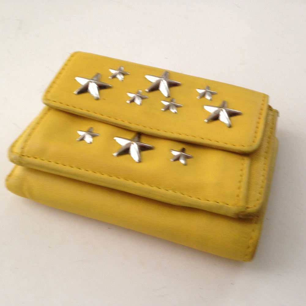 Jimmy Choo Yellow Leather Tri-fold Wallet