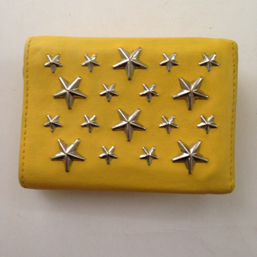 Jimmy Choo Yellow Leather Tri-fold Wallet