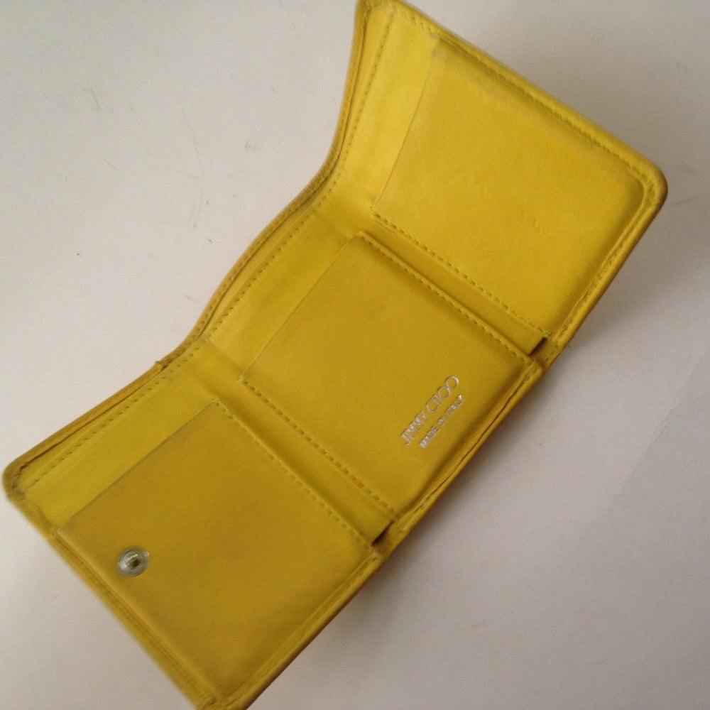 Jimmy Choo Yellow Leather Tri-fold Wallet