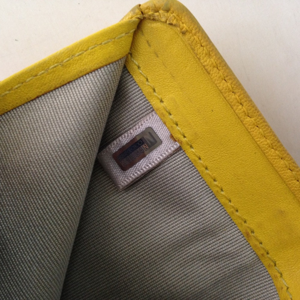 Jimmy Choo Yellow Leather Tri-fold Wallet