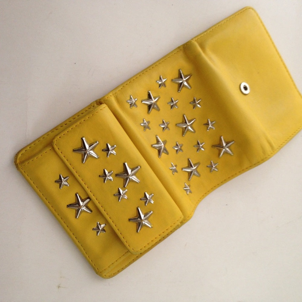 Jimmy Choo Yellow Leather Tri-fold Wallet