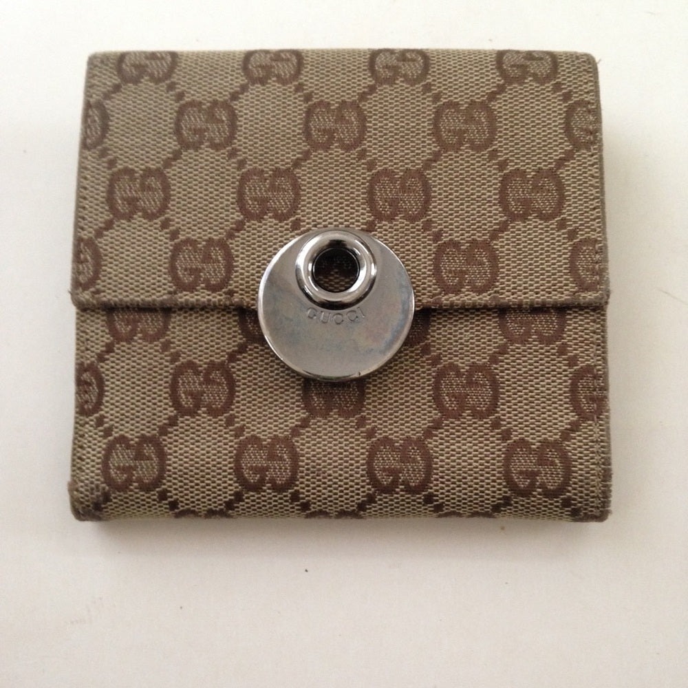 Gucci Brown Mono Canvas compact Bi-fold Wallet
