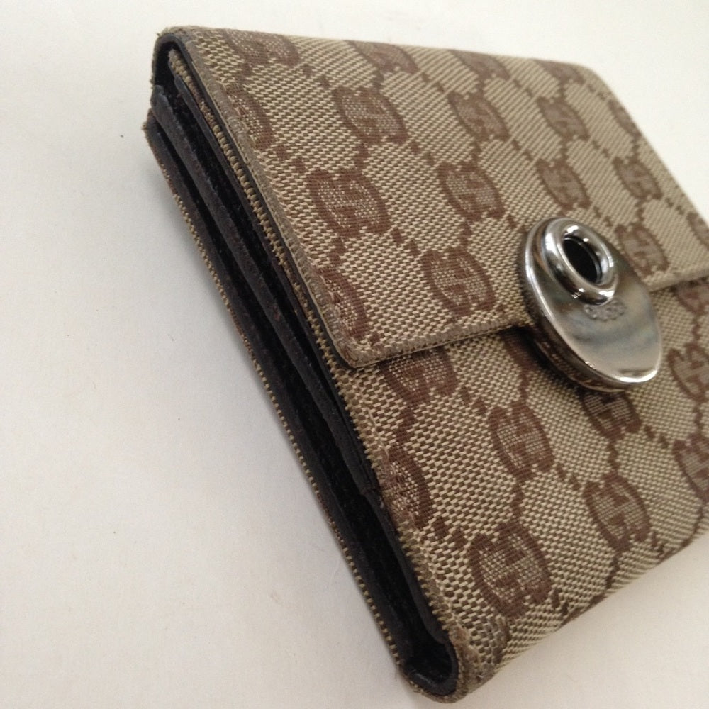 Gucci Brown Mono Canvas compact Bi-fold Wallet