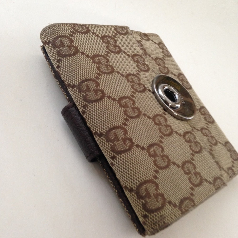 Gucci Brown Mono Canvas compact Bi-fold Wallet