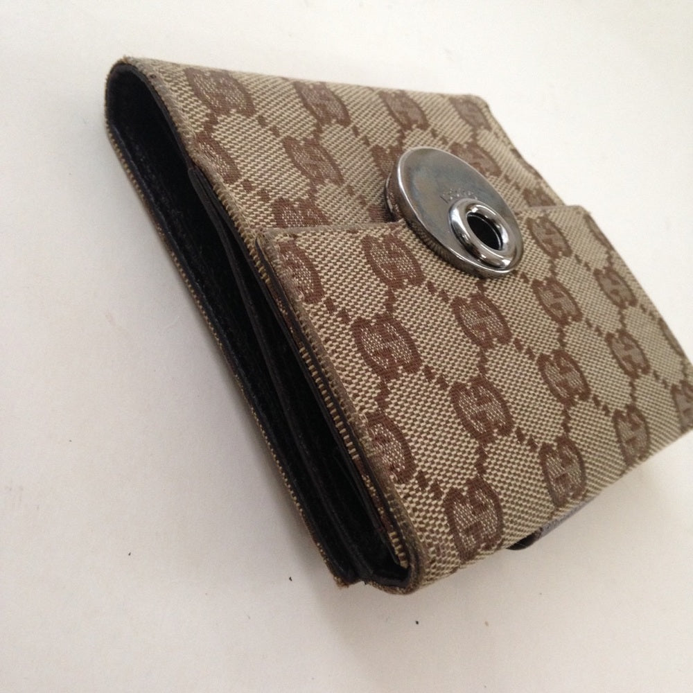 Gucci Brown Mono Canvas compact Bi-fold Wallet