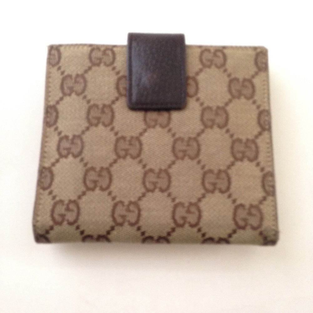 Gucci Brown Mono Canvas compact Bi-fold Wallet