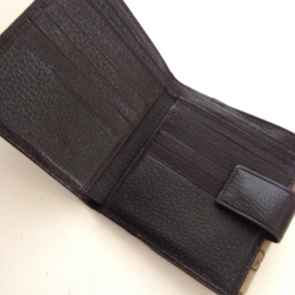 Gucci Brown Mono Canvas compact Bi-fold Wallet