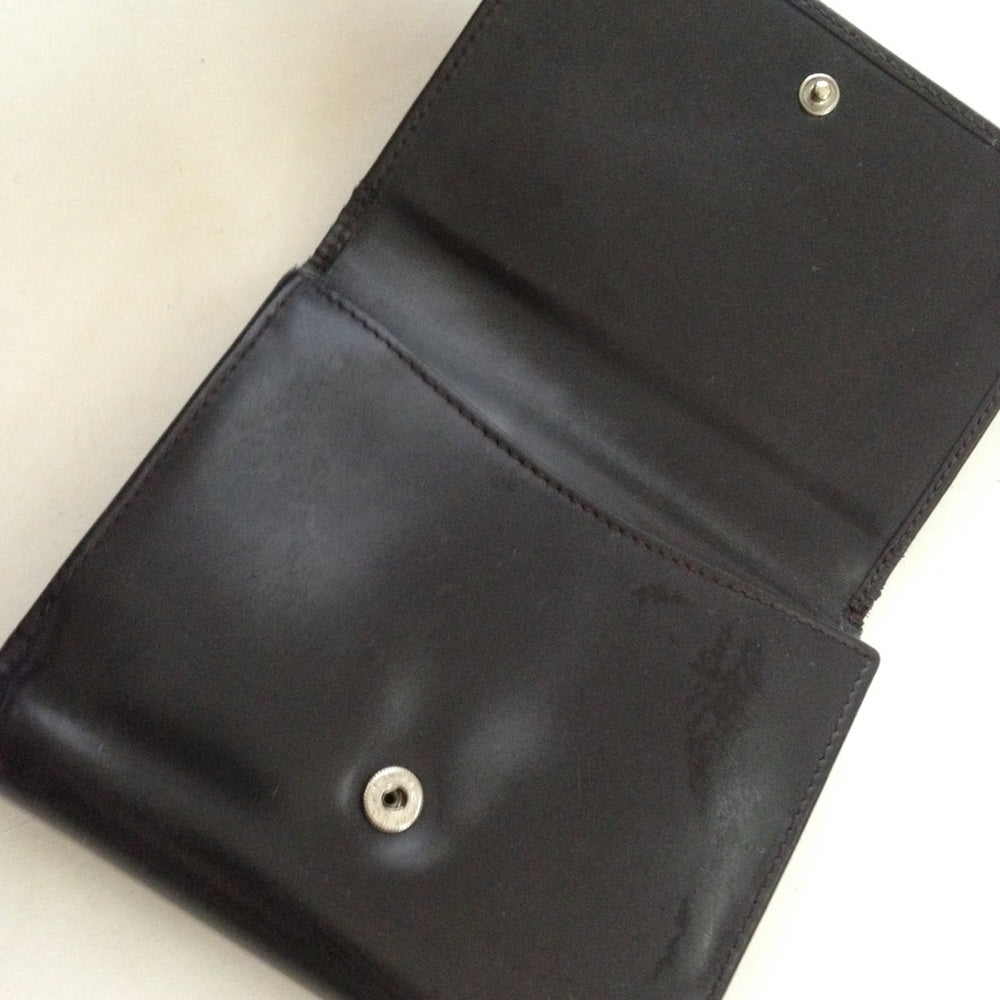 Authentic, Gucci Dark Brown Enamel Trifold Wallet
