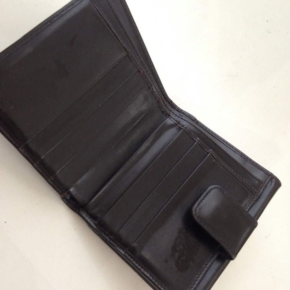 Authentic, Gucci Dark Brown Enamel Trifold Wallet