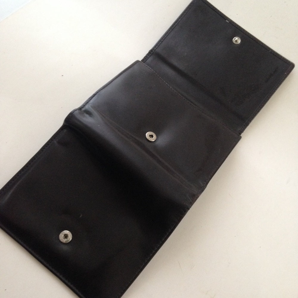 Authentic, Gucci Dark Brown Enamel Trifold Wallet