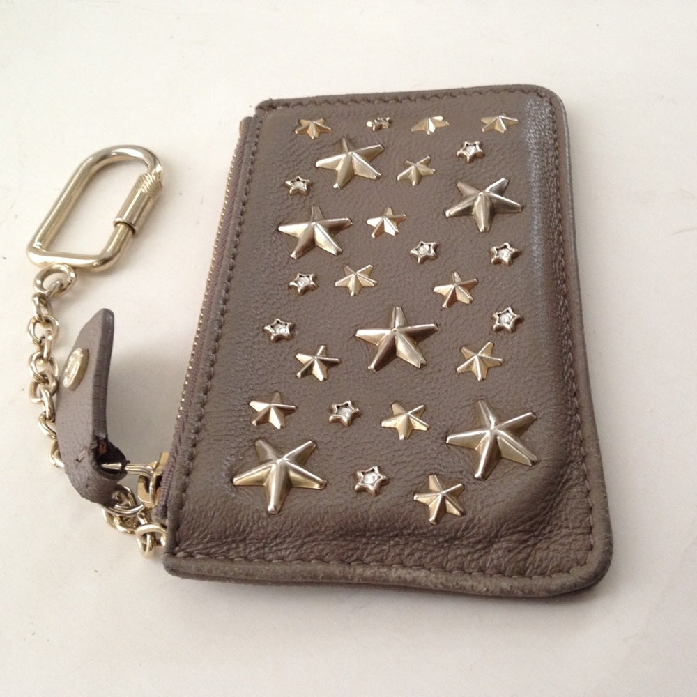 Jimmy Choo BrownLeather-Silver Star Coin-Key Walle