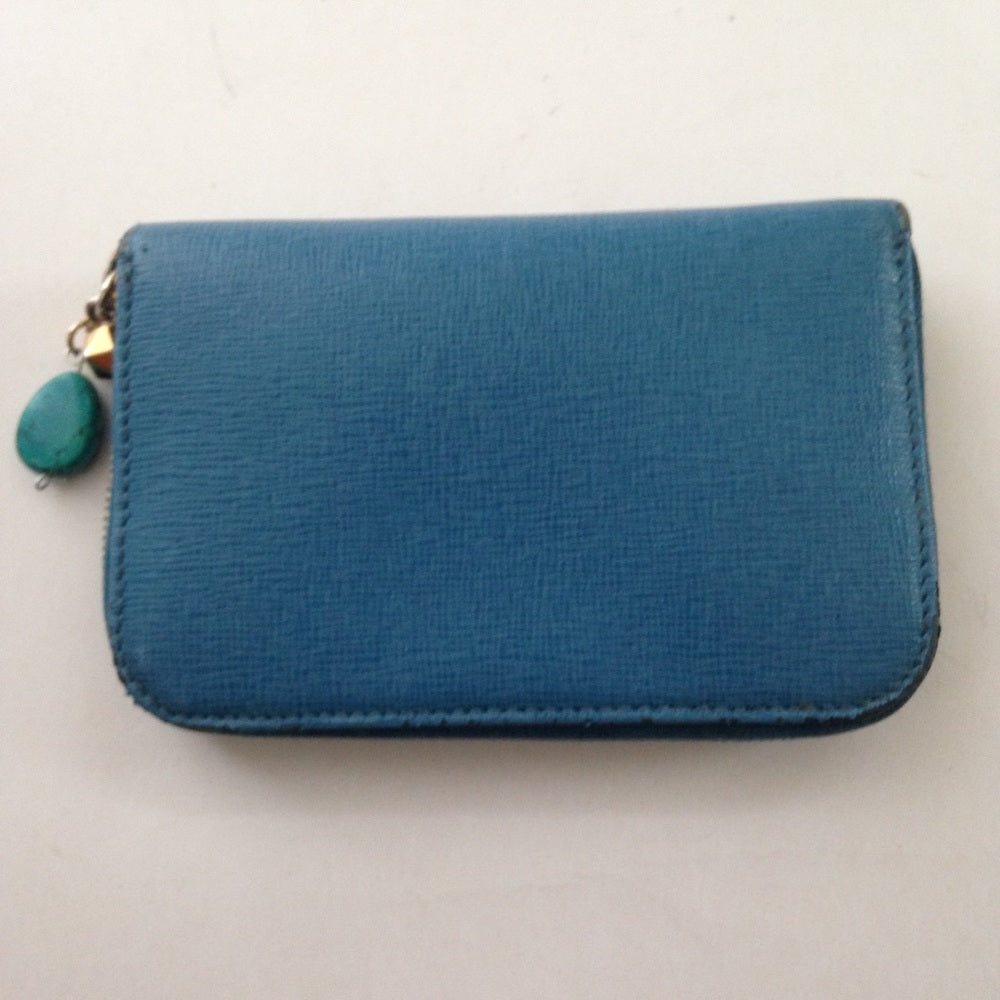 Fendi Aqua Blue Leather Zippy Compact Wallet