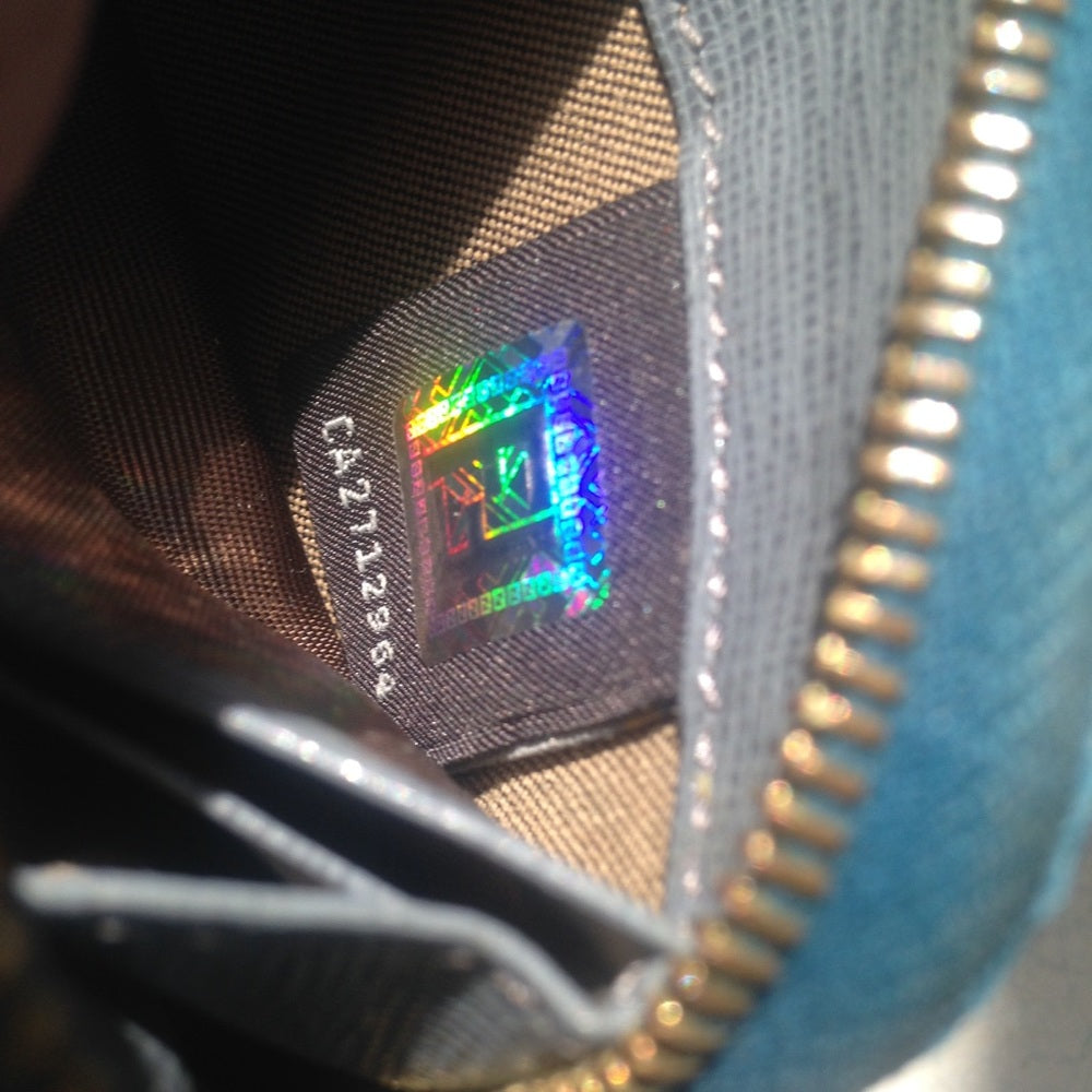 Fendi Aqua Blue Leather Zippy Compact Wallet