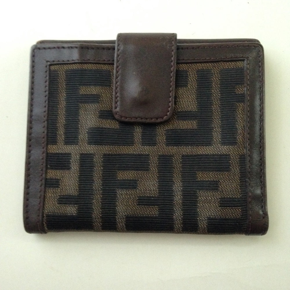 Fendi Italy, Zucca Pattern Compact Bifold Wallet