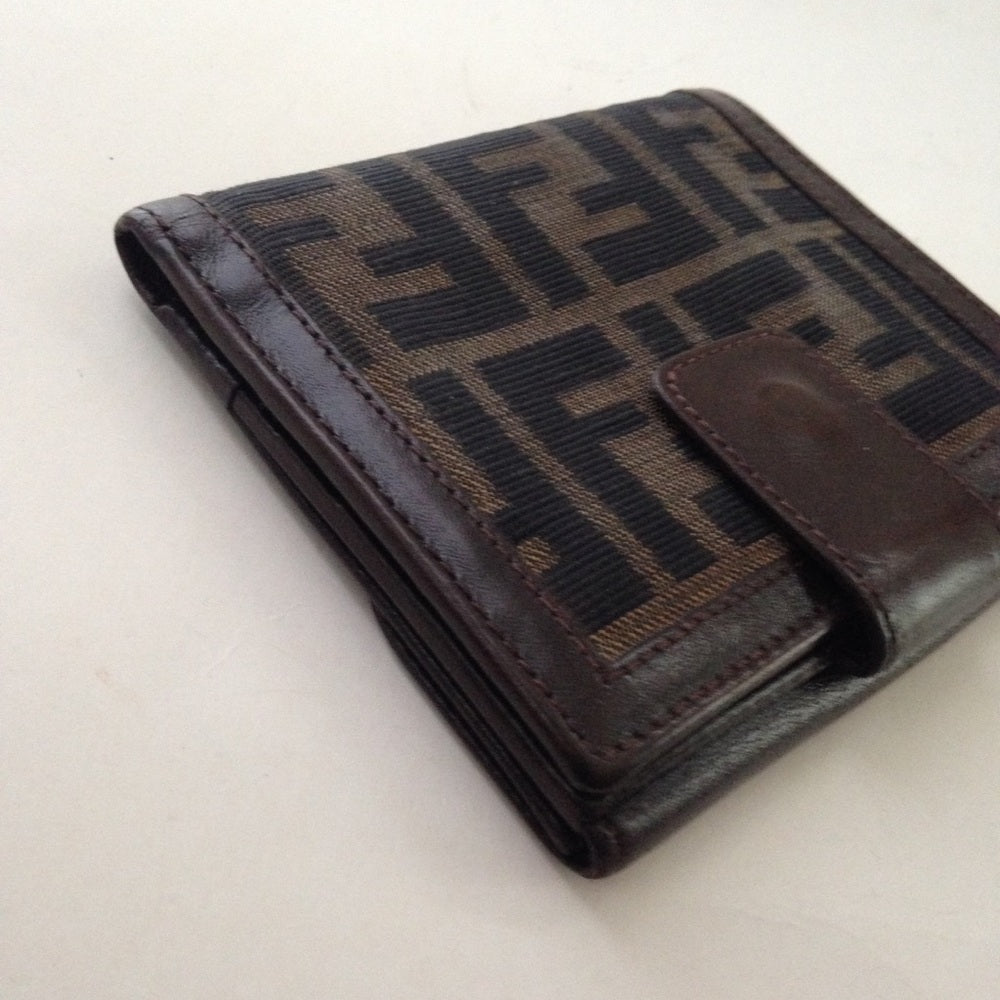 Fendi Italy, Zucca Pattern Compact Bifold Wallet