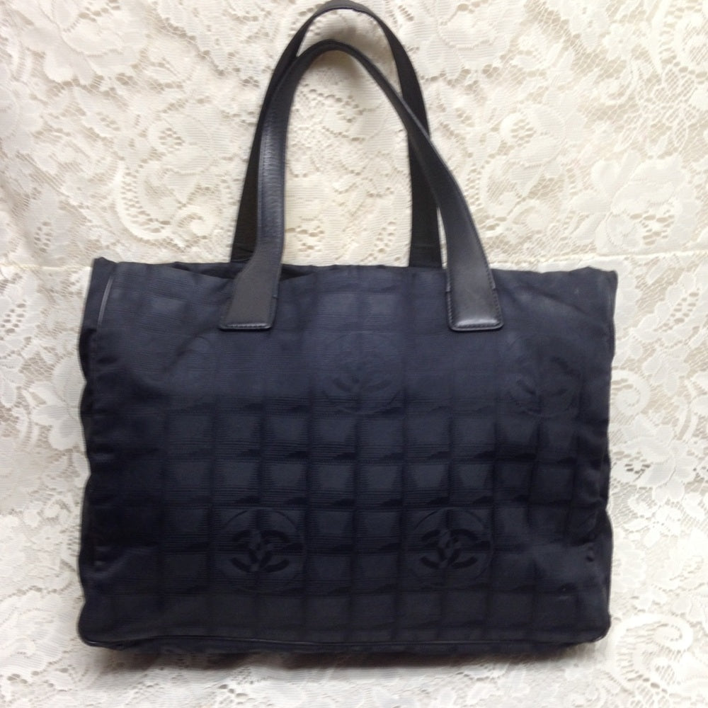 Chanel Travel Line Black Nylon MM Tote