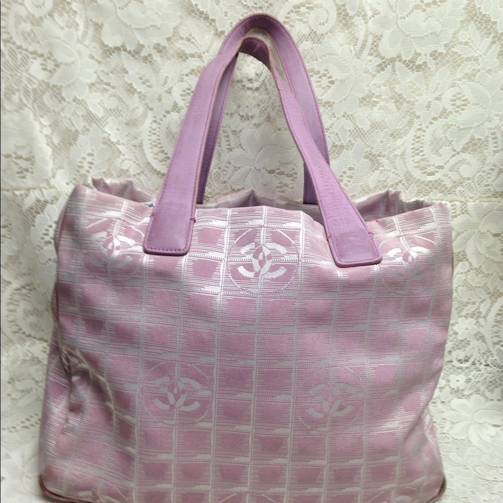 Chanel Travel Line Pink Nylon MM Tote
